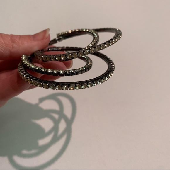 Express Rhinestone Hoops Earrings - Picture 6 of 8